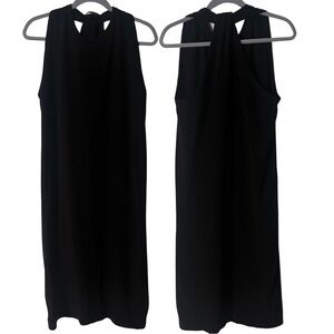 Helmut Lang Black Key Hole Halter Neck MIDI Dress, 100% Thick Cotton, Large